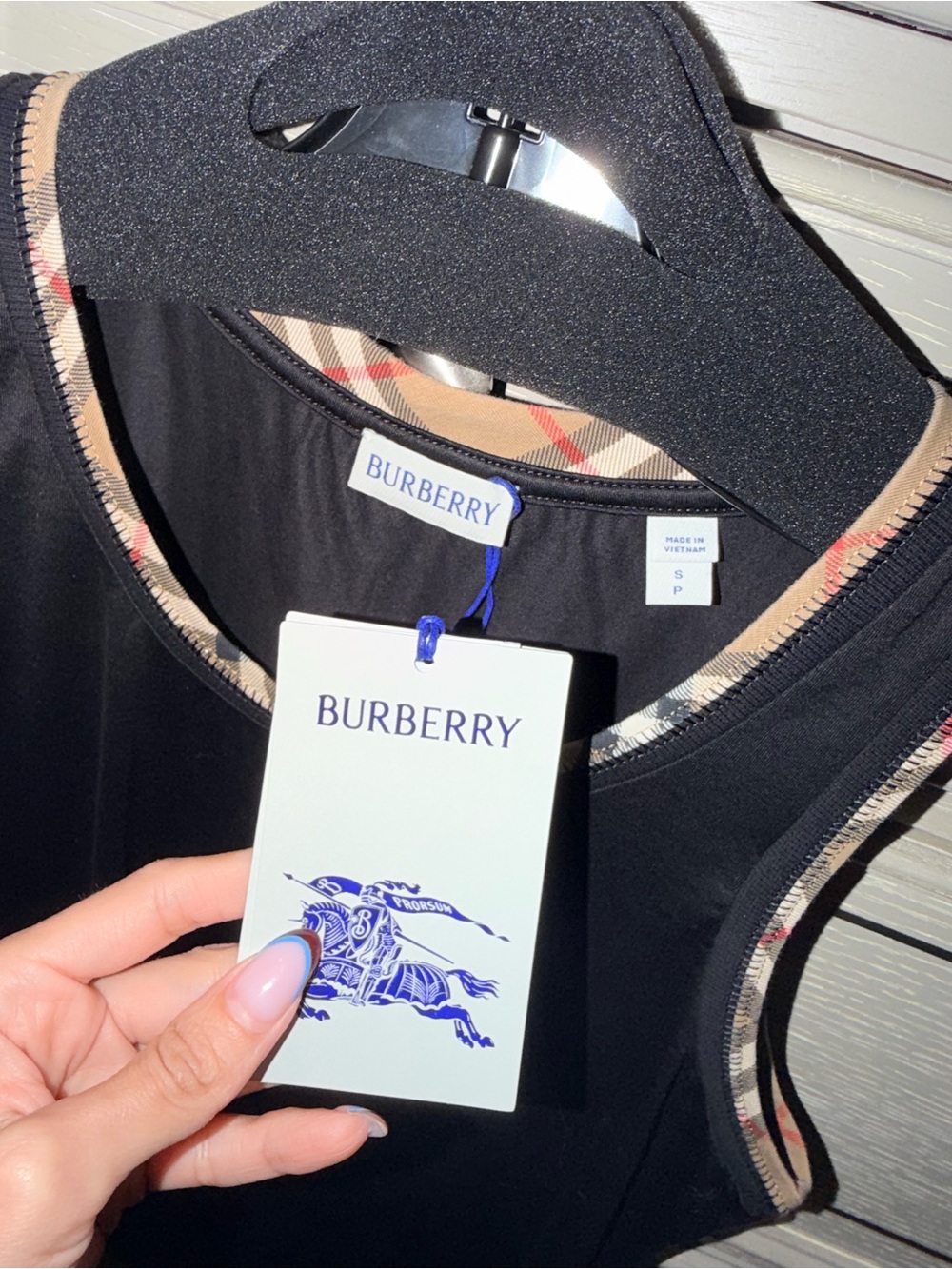 Burberry Black Tank with Check Trim - Picture 3 of 4